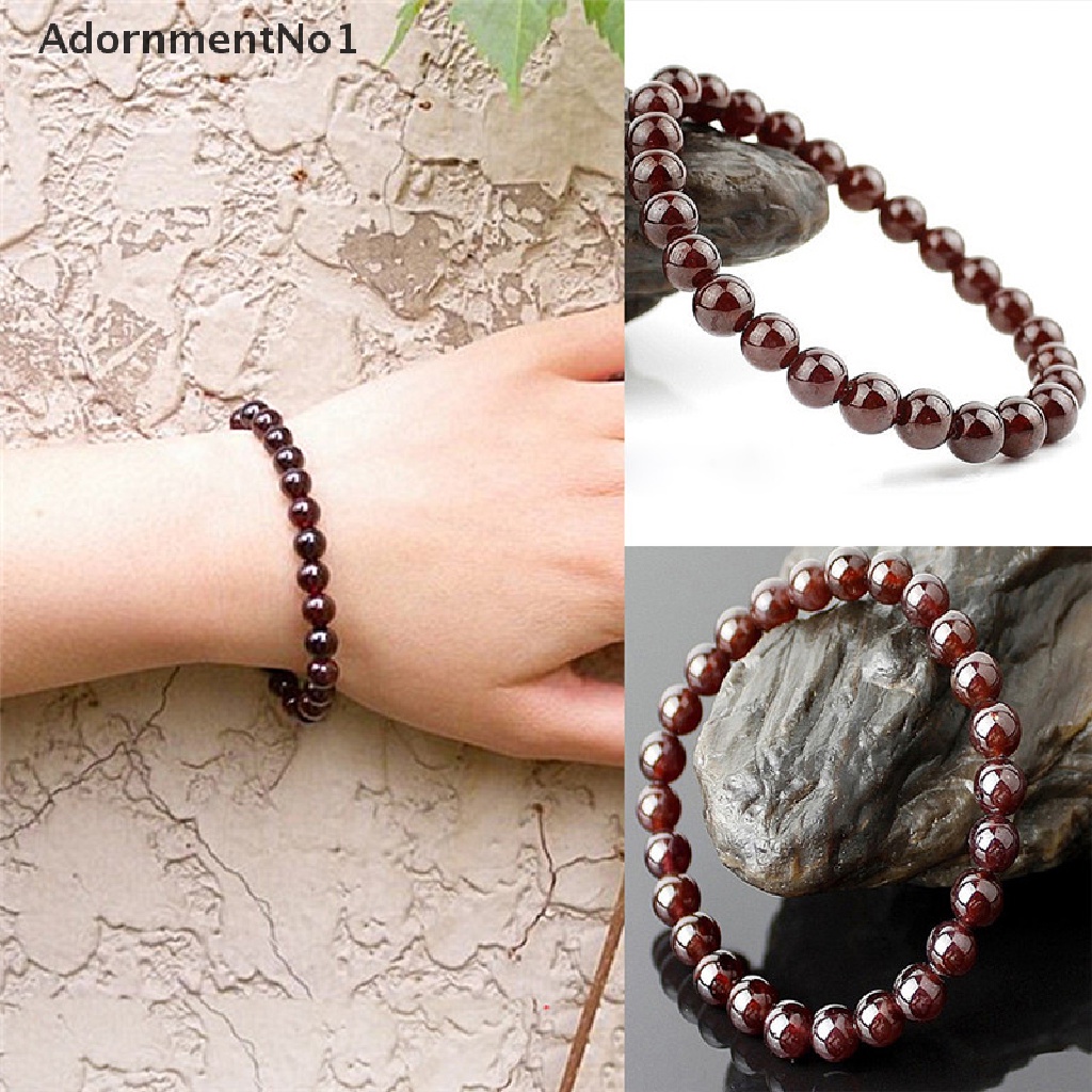 (AdornmentNo1) Gelang Tangan Manik-Manik Batu Garnet Alami Untuk Perhiasan Wanita