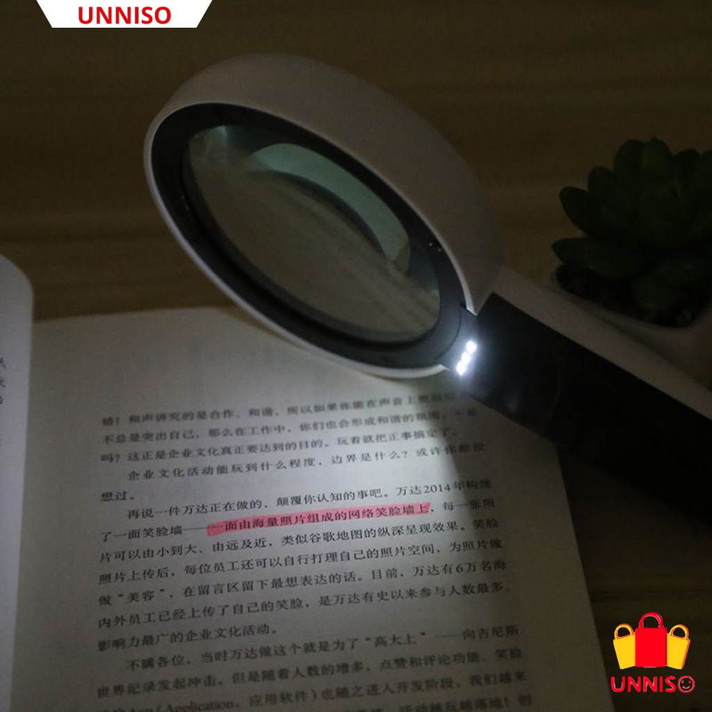 UNNISO - Manifier Glass Kaca Pembesar Lampu LED 95 Mm MG2