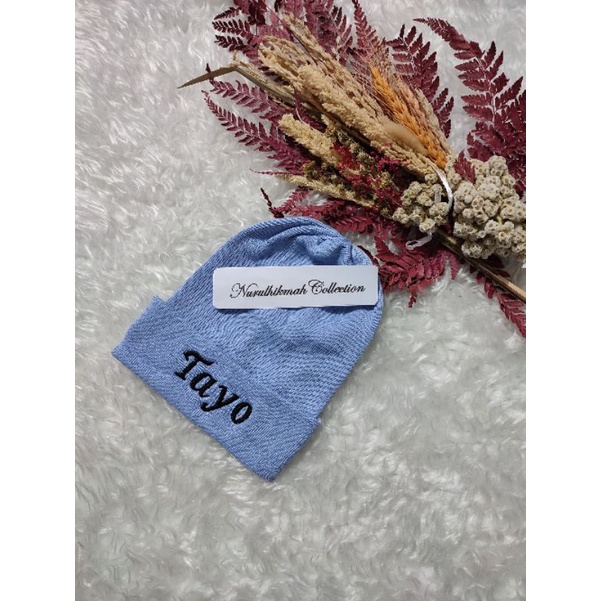 Kupluk anak GRATIS Custom bordir nama suka suka Usia 1-12 Tahun