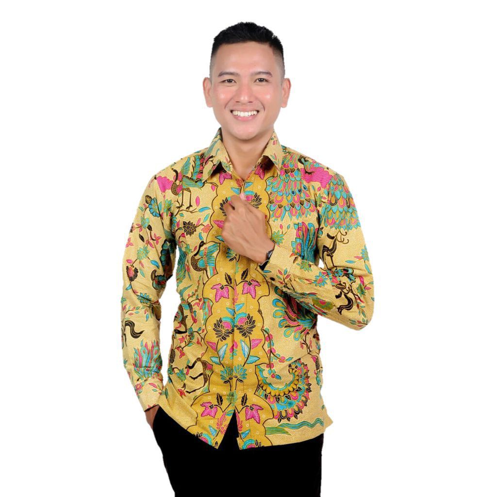 BSWART BATIK HRB026 Kenongo Hem Pendek Padi Pekalongan M L XL Batik Pria MURAH