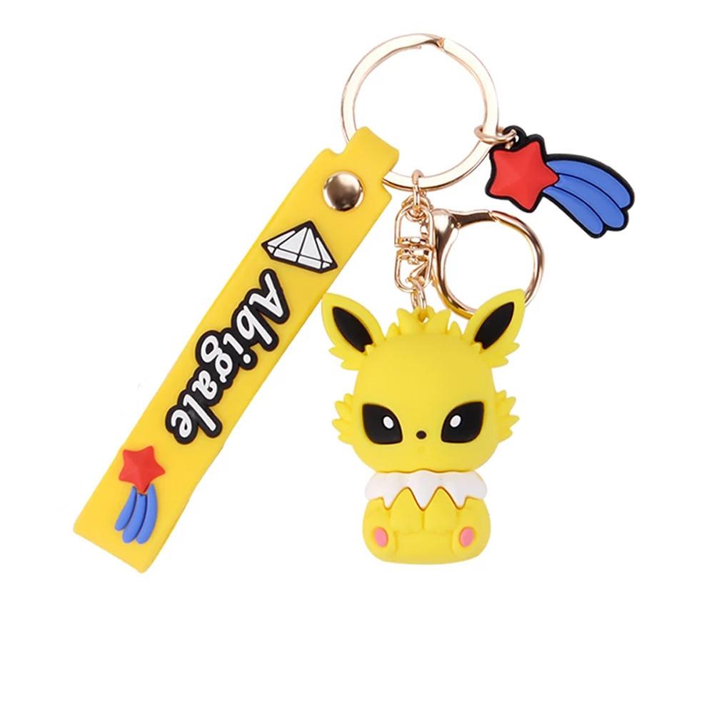 Quinton Pokemon Keychain Kawaii Hadiah Gantungan Kunci Mobil Model Boneka Figure Keyring PVC Pikachu Action Figure