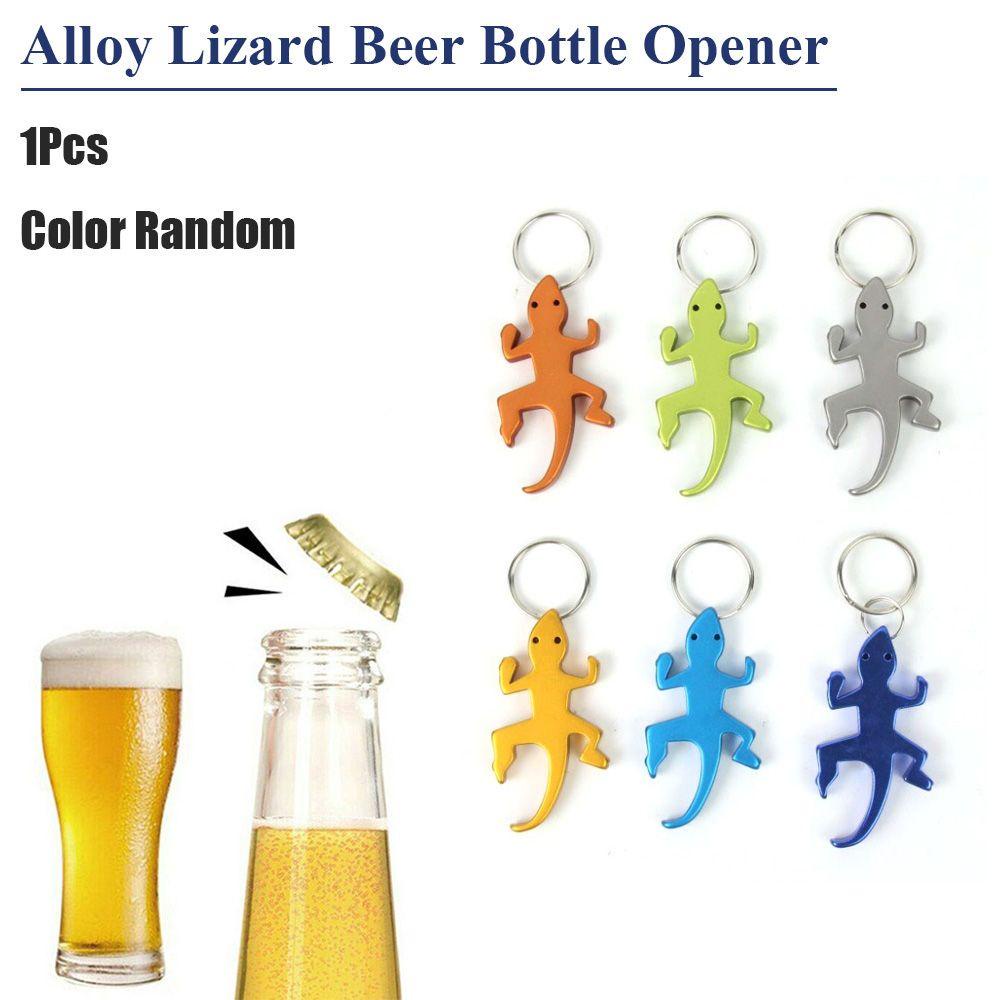 [Elegan] Pembuka Botol Kartun Novelty Aluminium Bentuk Cicak Gantungan Kunci Alloy Corkscrew