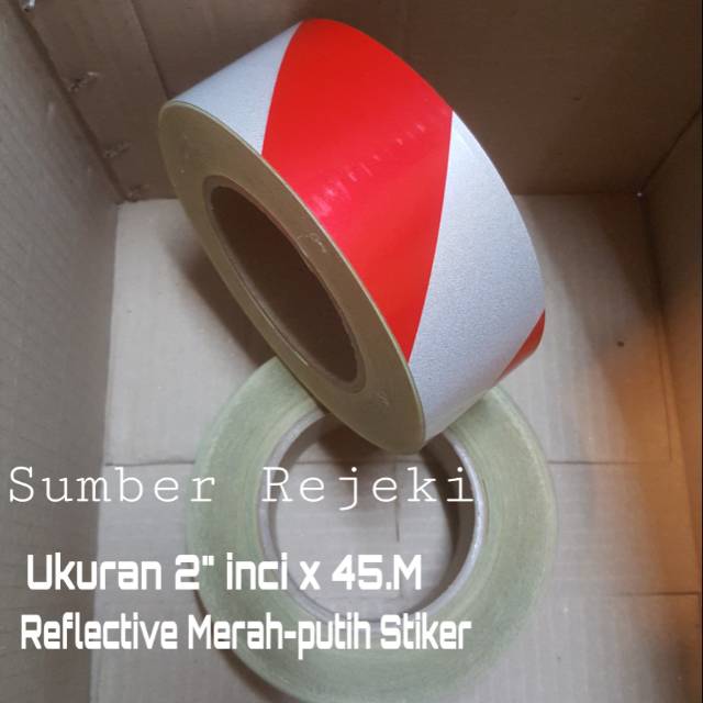 

Scotchlite Reflective Merah-putih Stiker Ukuran 2" x 45.M Korea