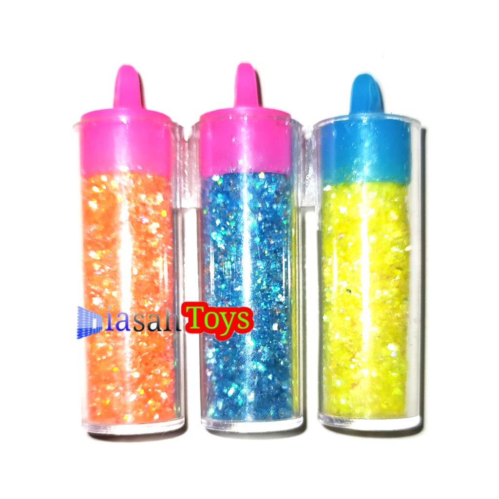 PEMBELIAN MINIMAL 15RIBU  Mainan Anak gliter pasir serbuk botol isi 3 Glitter warna warni