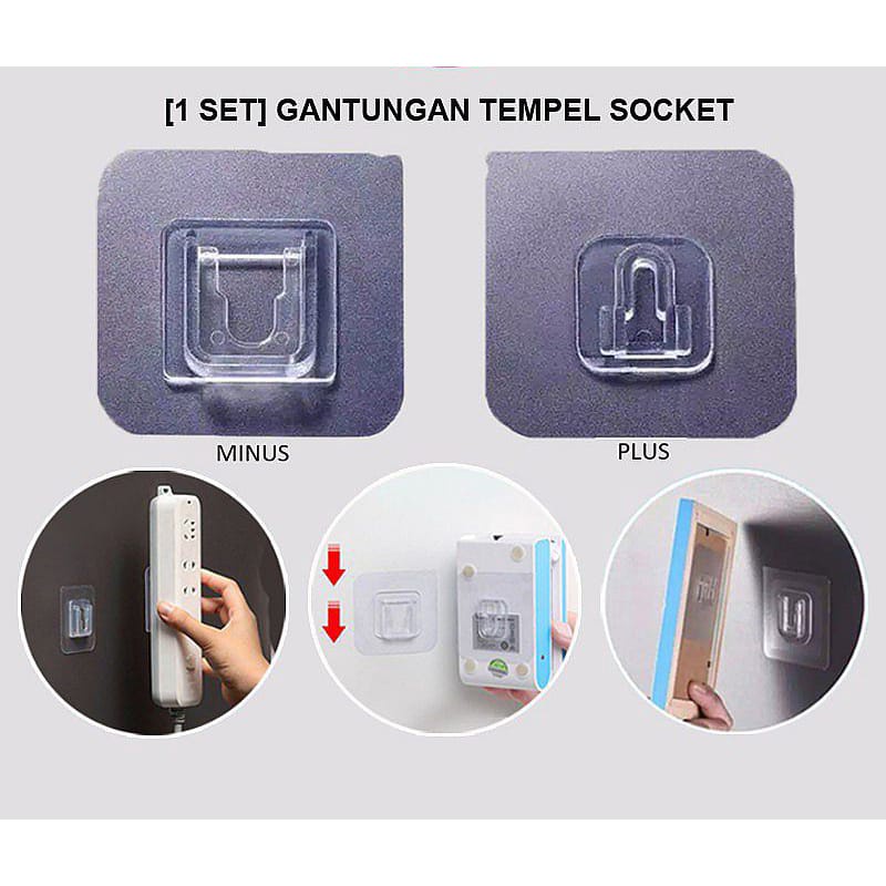 ~ PIYOSHI08 ~ Gantungan Transparan Hook Tempel Dinding 1 Pasang Serbaguna Kuat PR86