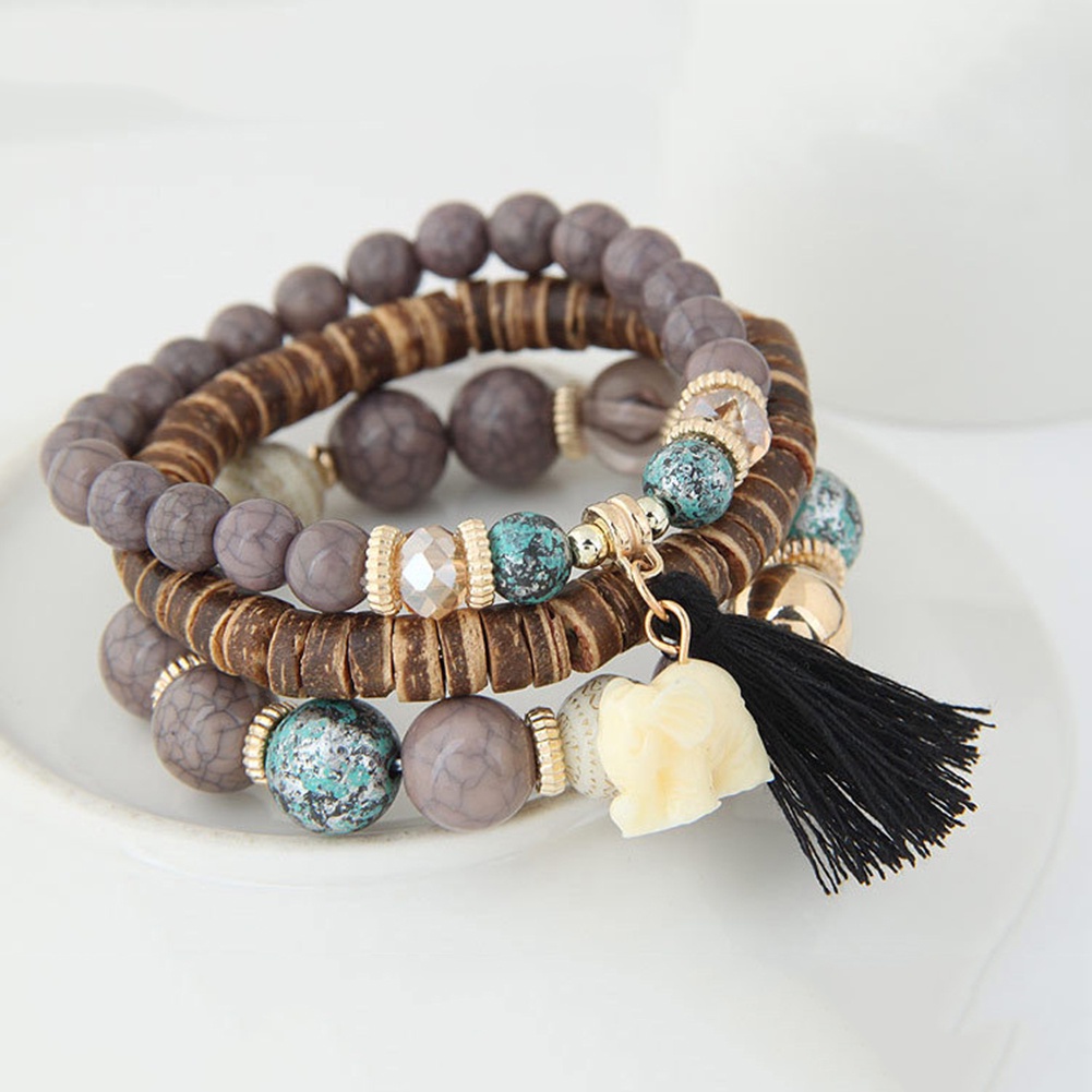 Hu Hu Hu Hu Hu Alat Bantu Pasang Kacamata♡ Gelang Manikmanik Turquoise Imitasi Multi Layer Bandul Desain Gajahrumbai Gaya Boho Menarik Untuk Wanita