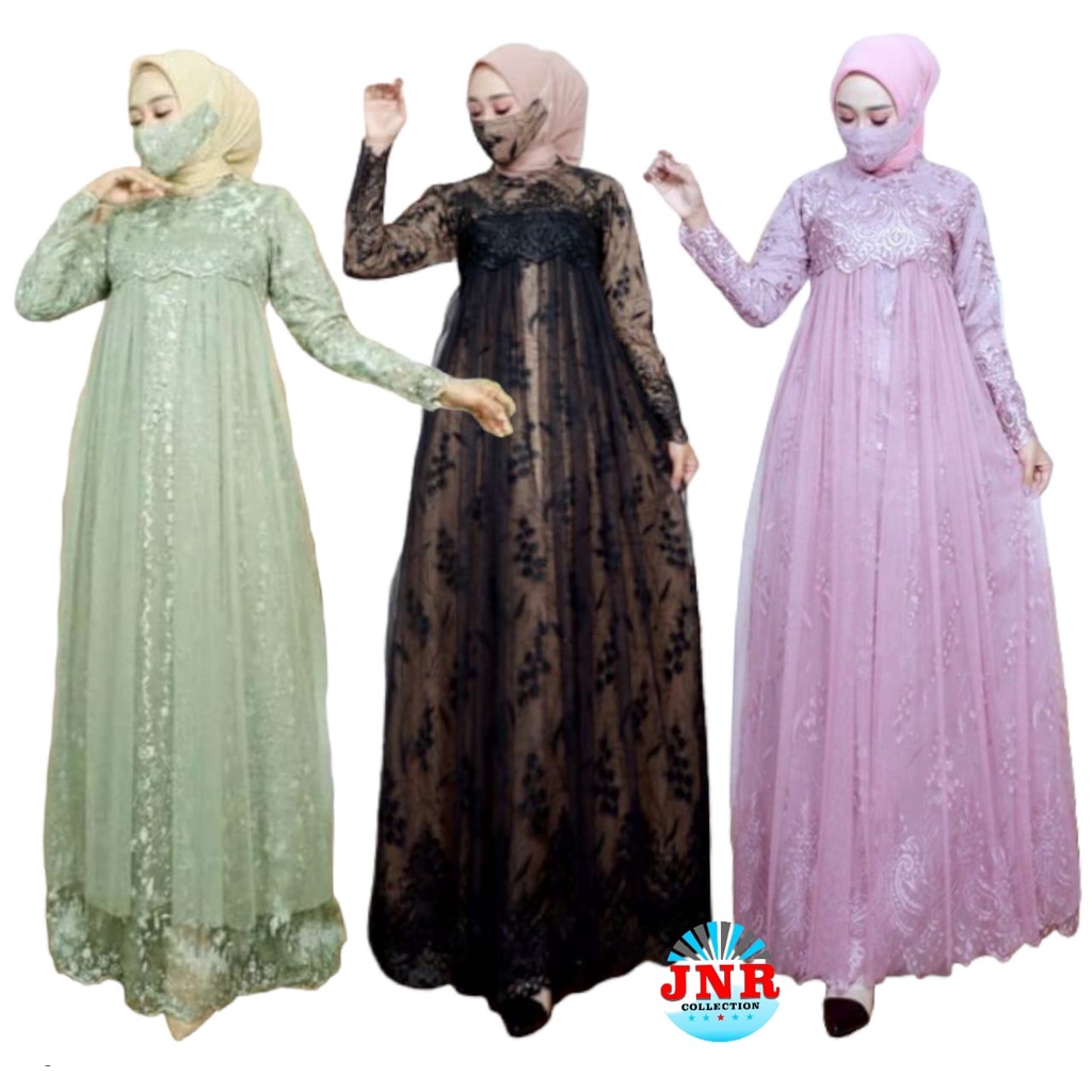 New Gamis AULIA Full Tile / Brokat Tile Mewah Remaja Terbaru / Gamis Brokat Tile / Dress Kondangan / Gamis Lebaran Terbaru