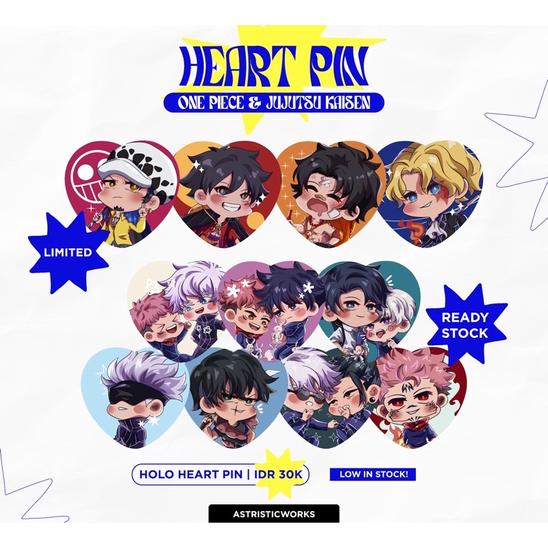 HEART PIN Anime Jujutsu Kaisen ONE PIECE — astristicworks