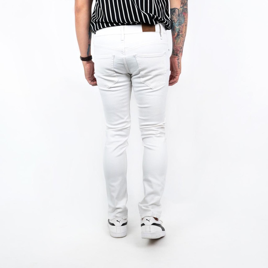 CELANA JEANS PRIA PULL&amp;BEAR TRUE WHITE SKINNY STRETCH PULLANDBEAR PULL &amp; BEAR PULL P&amp;B PUTIH POLOS