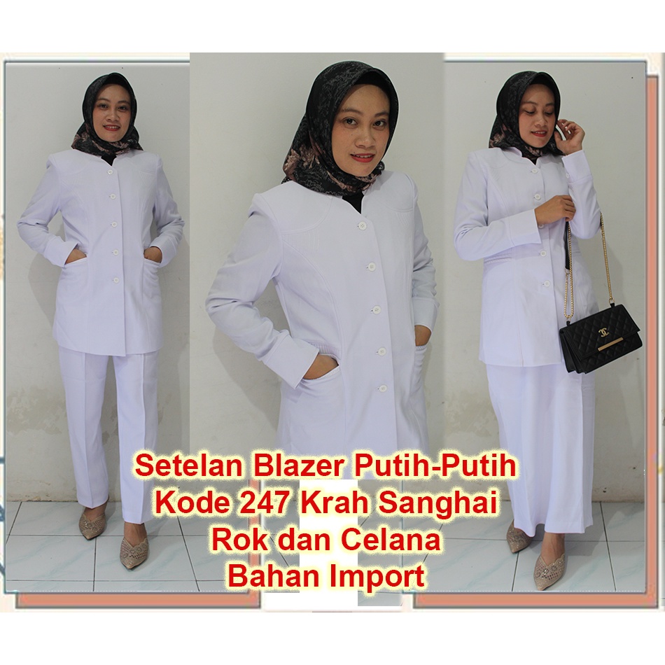 Blazer Putih-putih rok kode 247-seragam Guru dan PNS-Pakaian Pemda terbaru-blazer terbaru-pakaian rumah sakit