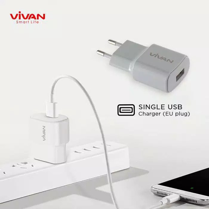 Batok VIVAN Power Oval 2A Output Single USB Charger