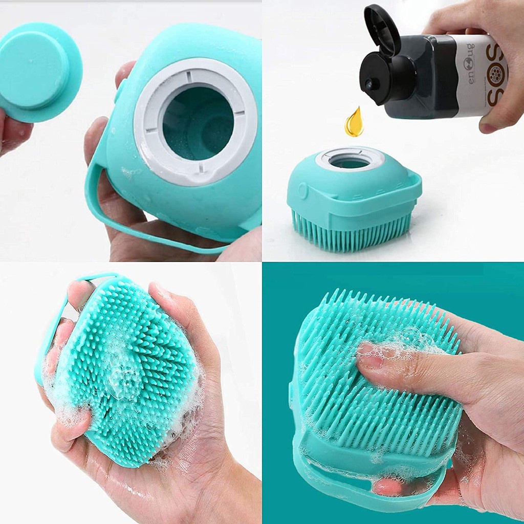 Sisir Sikat Mandi Kucing &amp; Anjing dengan Dispenser Shampo