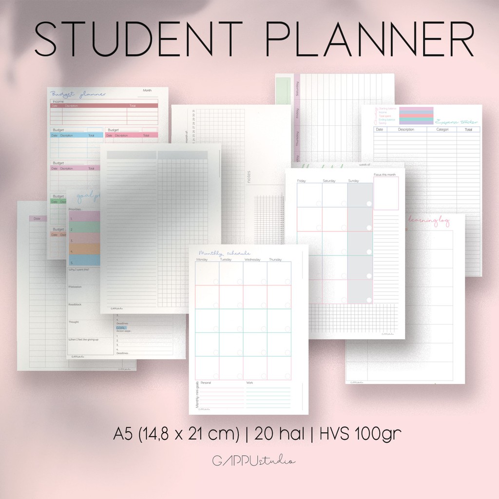 

Student Planner Binder full pack 1 bulan A5 - B5 HVS 100gr