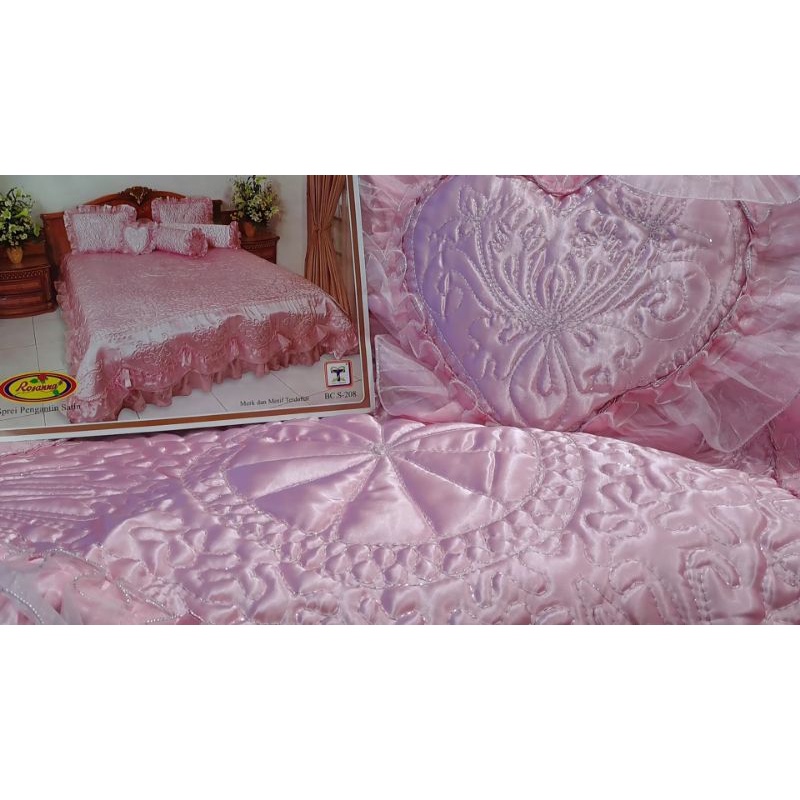 bedcover pengantin bahan santin silk cantik dekor kamar pengantin