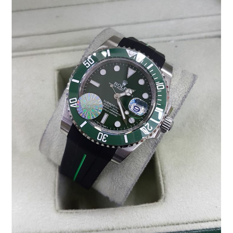 Jam Tangan Pria Rolex Submariner Green Dial Rubber strap SUPER