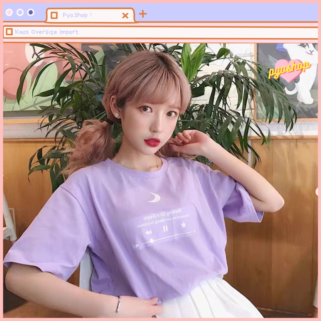 Kaos Oversize Korea Import Lilac Moon Playlist