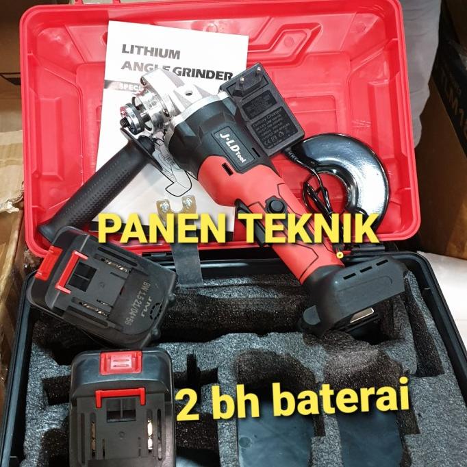 JLD GURINDA BATERAI GERINDA CORDLESS ANGLE GRINDER BOX MERAH Termurah