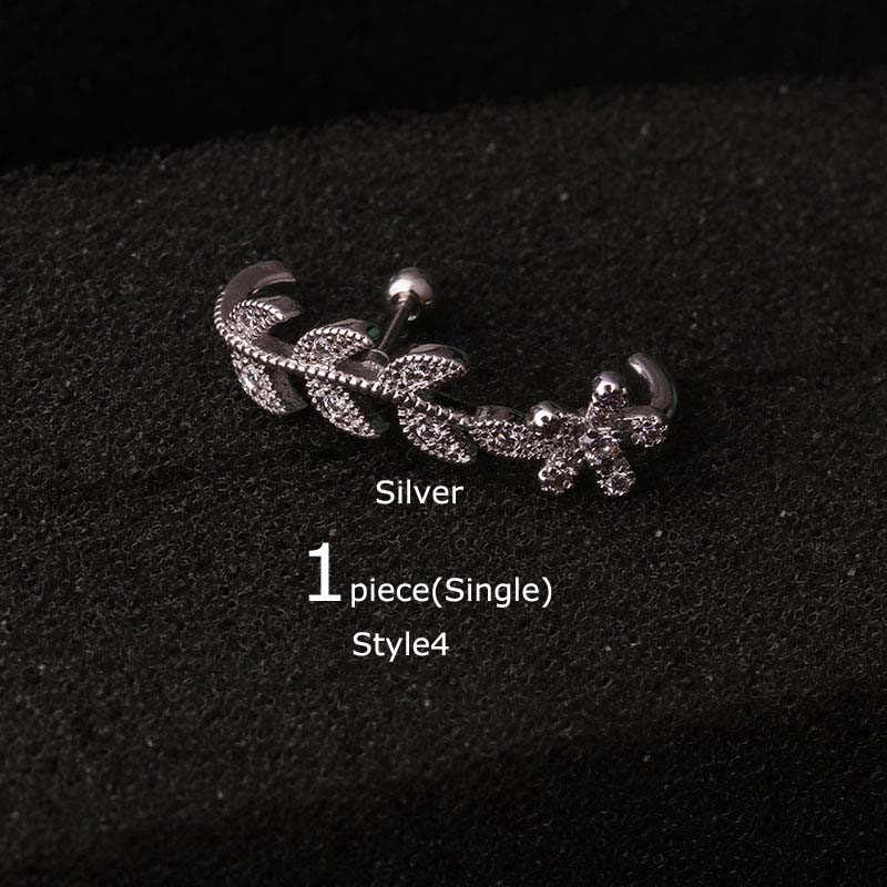 1piece Stainless Steel Zircon Earrings Cartilage Tragus Lobe Conch Piercing 16G