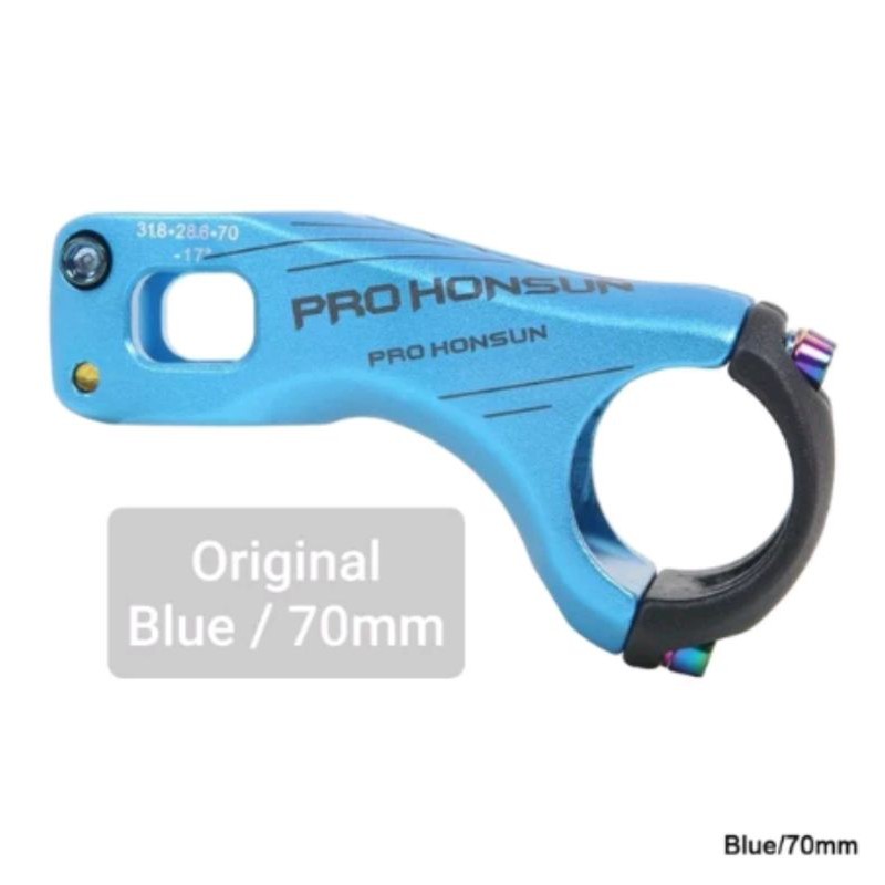 Stem Pro Honsun Biru Blue 70mm . MTB XC 7cm 70 mm cm Angle 17 Derajat Bahan Alloy Alumunium sepeda mtb roadbike xc mountain gunung