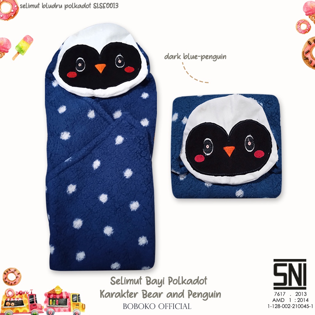 BOBOKO Selimut Bayi Bulu Premium Bear and Penguin 78x71 SLMT2