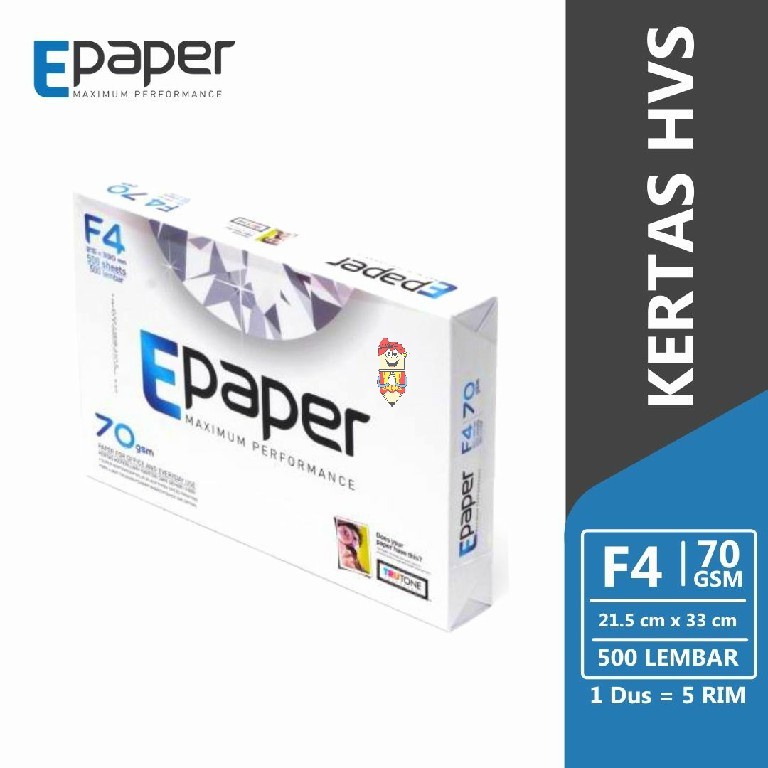 

Kertas HVS print foto copy ukuran F4 E-Paper 70 gsm