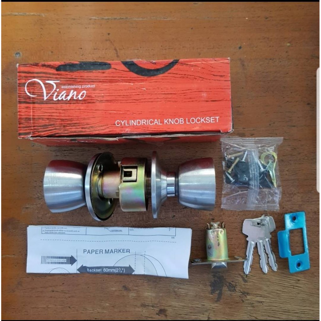 Kunci Pintu Bulat Viano Kamar Mandi Stainless Steel / Gagang Pintu Bulat Putar Valino