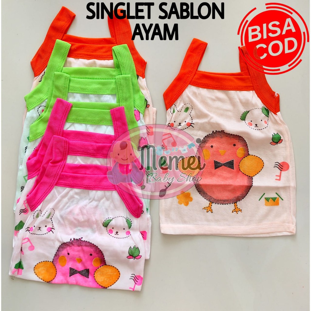 Singlet bayi motif AYAM ukuran M / L / XL perlengkapan bayi lahir