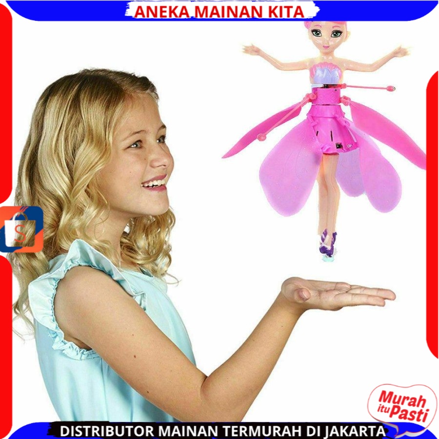 (BISA COD) Mainan Peri Terbang Sensor Princess Pakai Baterai Cas Berlampu Boneka Terbang Terbaru