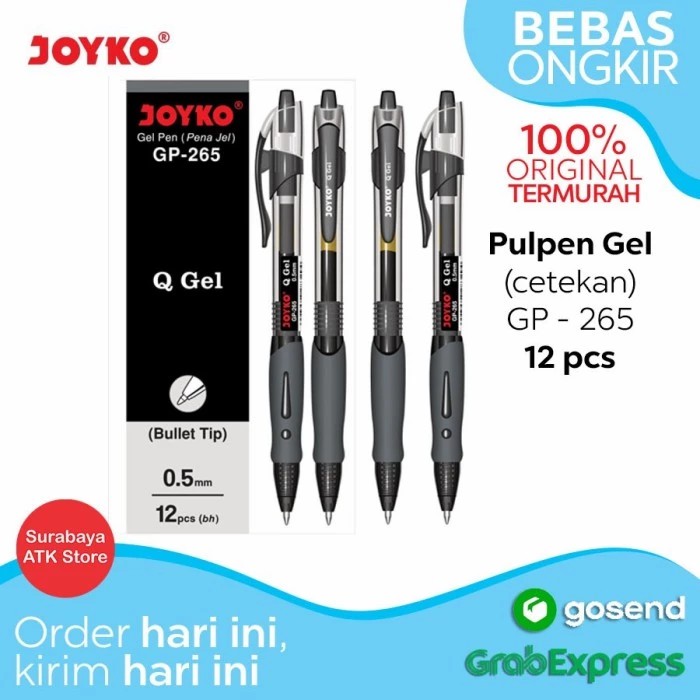 

Bulpen Joyko GP-265 Q Gel 0.5 mm 12 Pcs Gel Pen Pulpen Pena Bolpoin