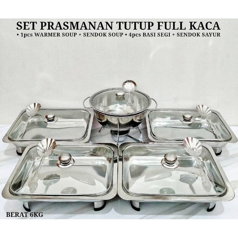SET PRASMANAN SAJI + WARMER SOP STAINLESS STEEL