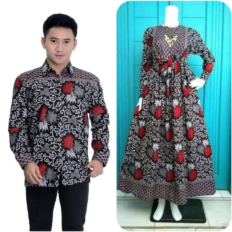 Maura Couple (COD) - Sania Ruffle Batik Couple ori Ndoro jowi DNT Garansi Termurah Shopee-Kembang langit