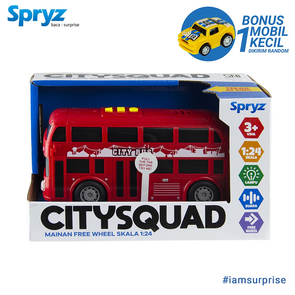 Spryz Citysquad BARU 1:24 Mobil Ambulan-Pemadam-Polisi-SWAT-Bis Sekolah-Bis Kota-Helikopter