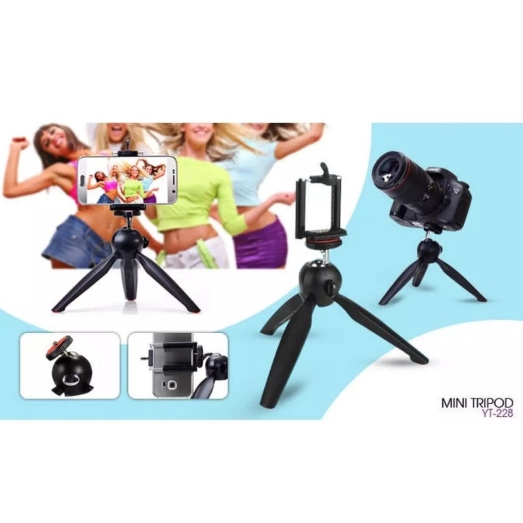 Tripod Mini Yunteng YT-288-DF 228 Mini Tripod Mount + Phone Holder Clip Desktop Self-Tripod-Mini Tripod Yunteng YT-228 Plus Holder U-Tripod Universal All Smartphone&amp;Camera