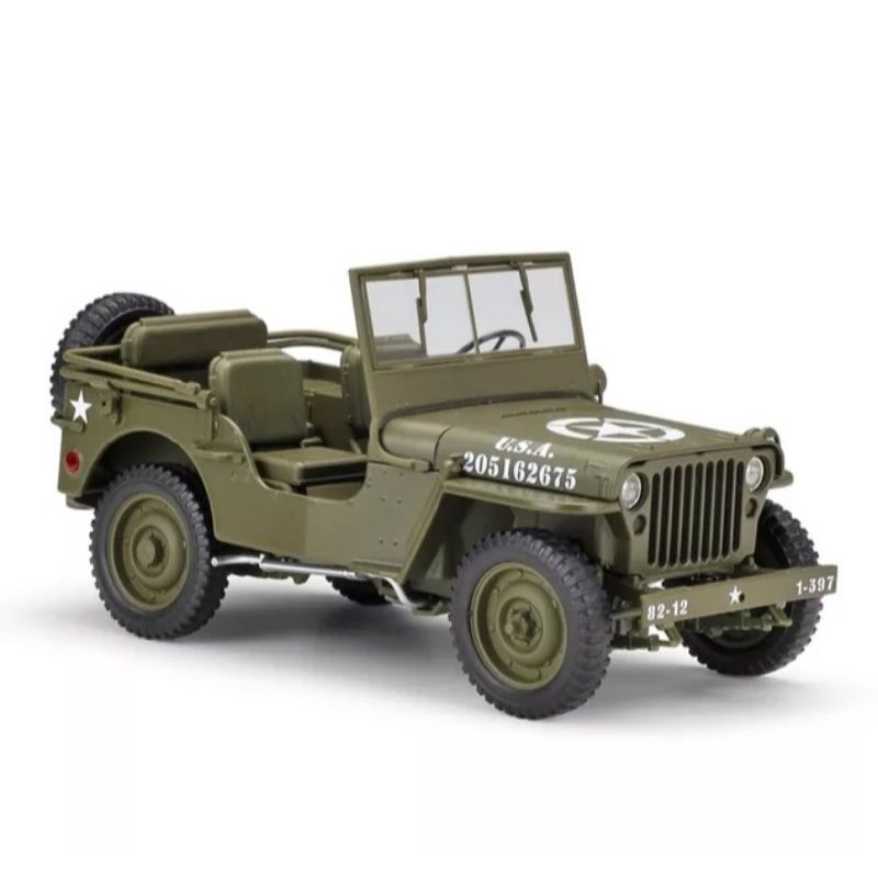 Welly 1941 Jeep Willys MB Miniatur Diecast Jeep tentara militer Skala 1:18