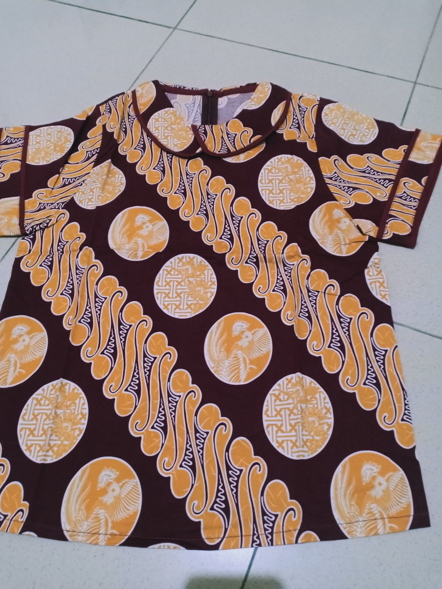 Po-33 Atasan Batik Wanita Katun Strecth Lengan Pendek U/ Kerja Kantoran Model Baru