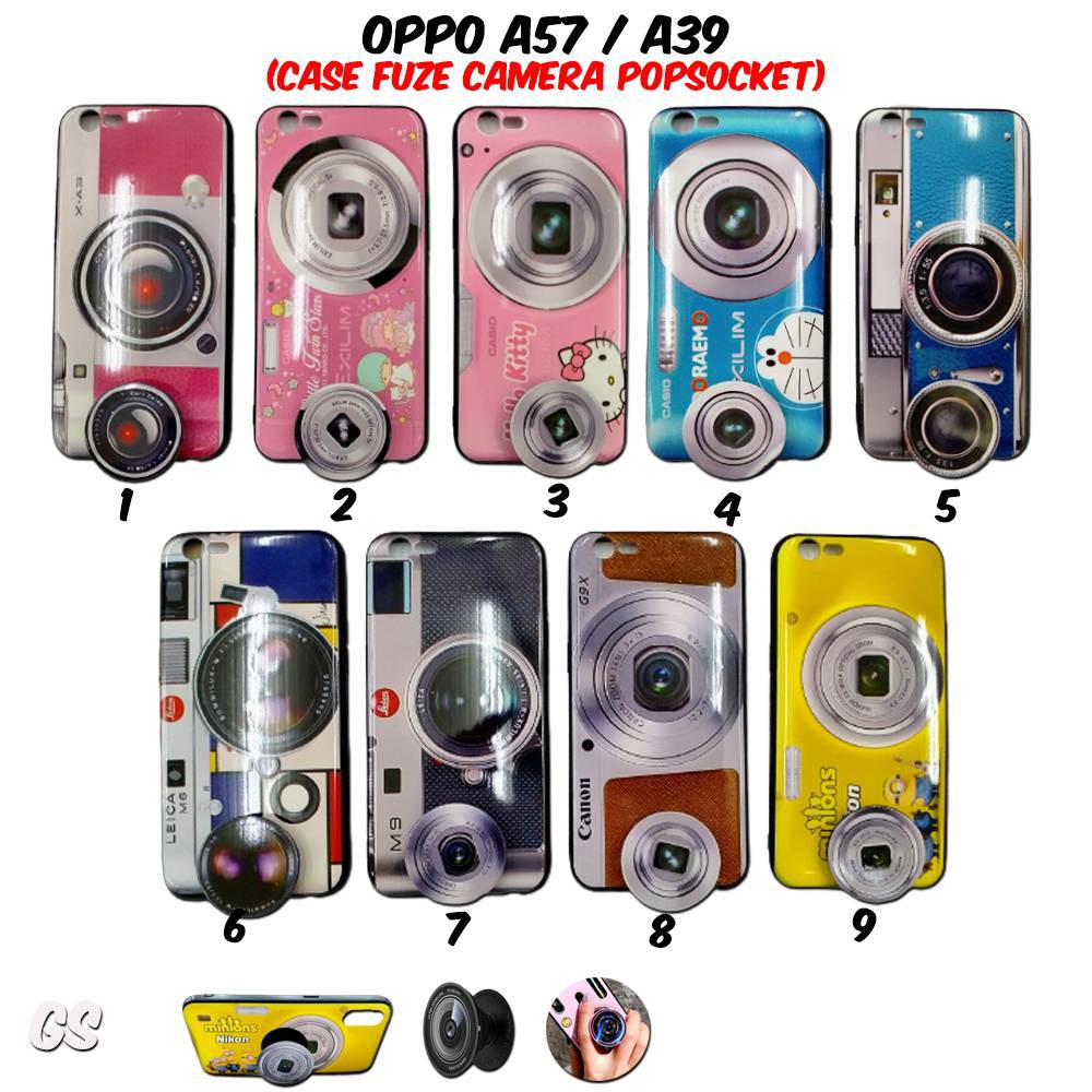 Casing OPPO A57 A39 Case Fuze Casing Camera GRATIS Popsocket Karakter Lucu