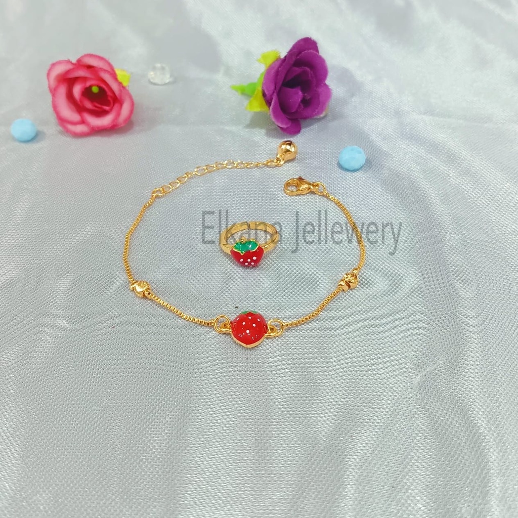 GELANG+CINCIN ANAK PLAT ITALY Perhiasan super berkelas fashion korea anti karat dan anti luntur