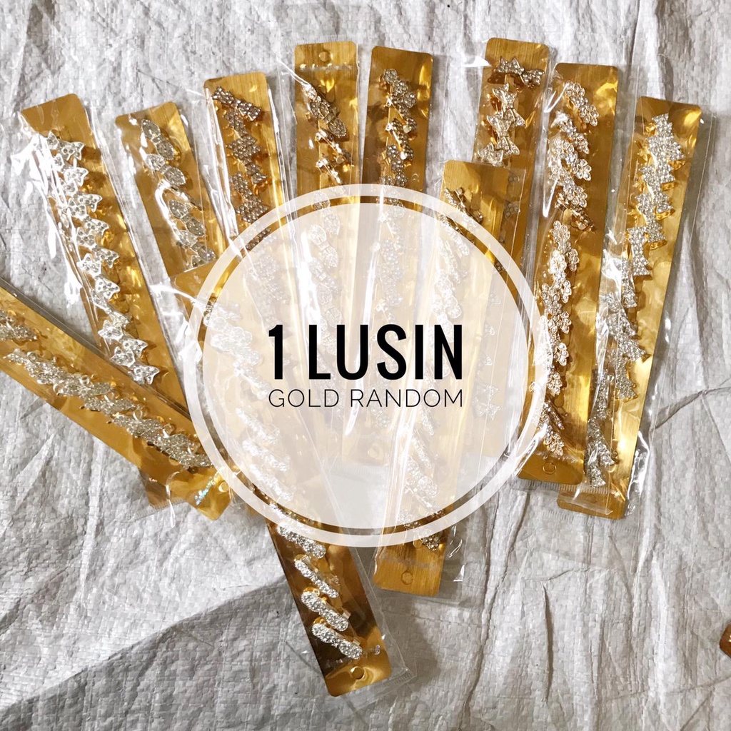 12 pcs bros dagu / 1 lusin bros dagu / bros dagu lusinan / bros dagu harga grosir / grosiran / Bahan Bros Juntai / Bahan Bros / Bros Kecil / Bros Mini / Bros Jilbab / Bros Dada / Bros Hijab-GOLD-RANDOM-1LUSIN