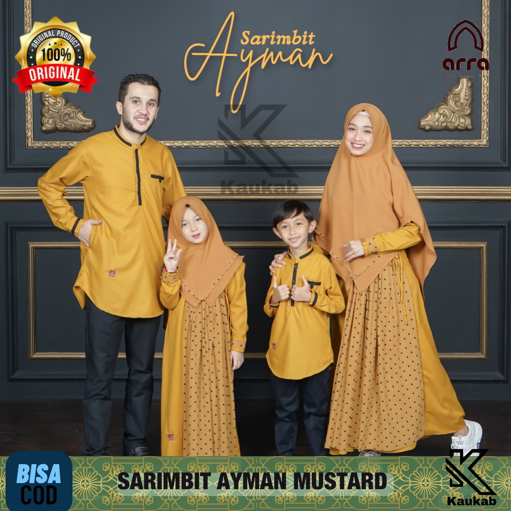 Sarimbit Ayman Dress Gamis Koko Baju Couple Keluarga Suami Istri Anak Pria Laki Laki Cowok Wanita Ce
