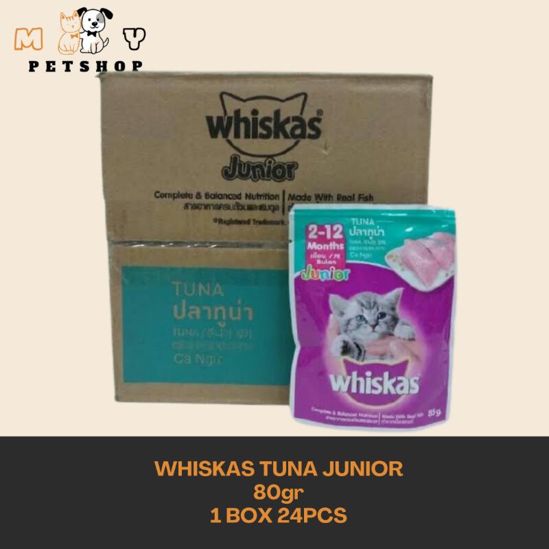 WHISKAS TUNA JUNIOR 1 BOX Makanan Basah Kucing Kecil