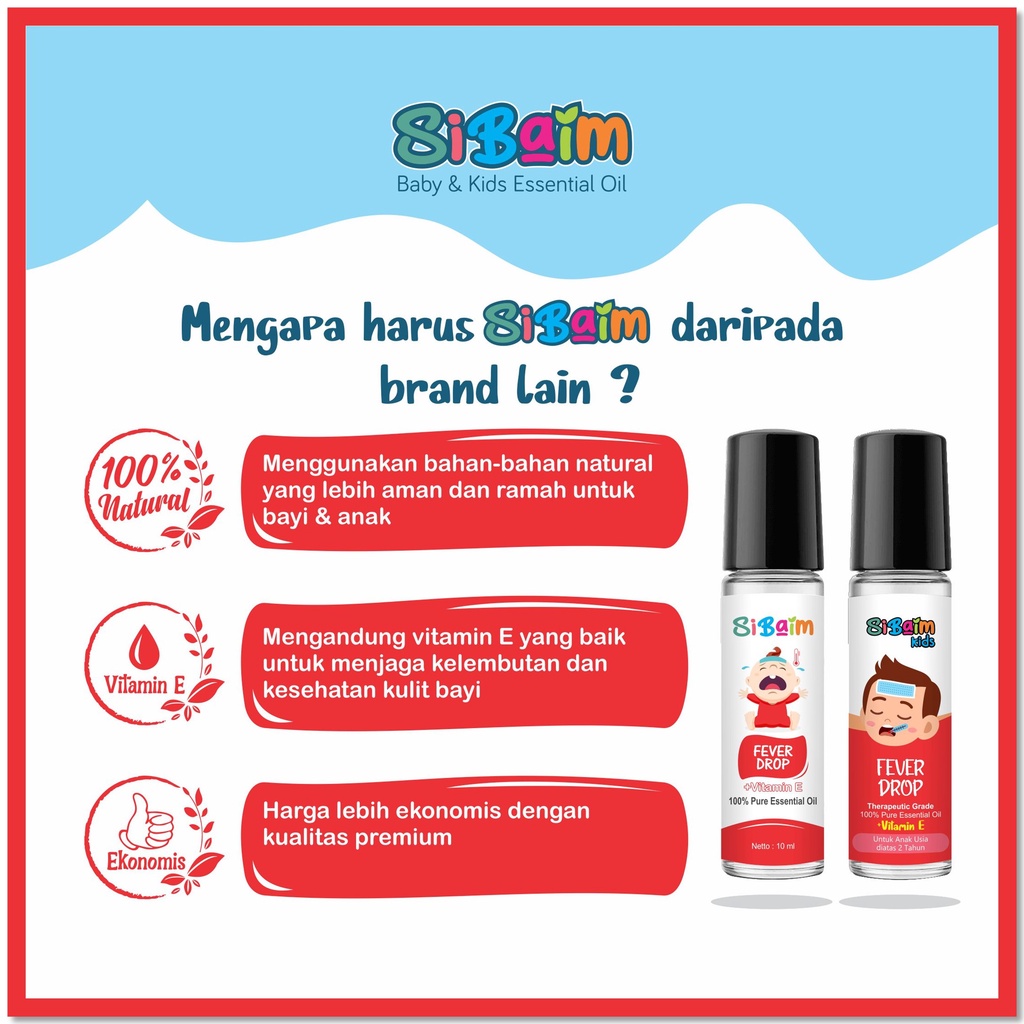 Meredakan Demam Panas Anak - SIBAIM KIDS FEVER DROP Essential Oil 10ml by psikopediastore