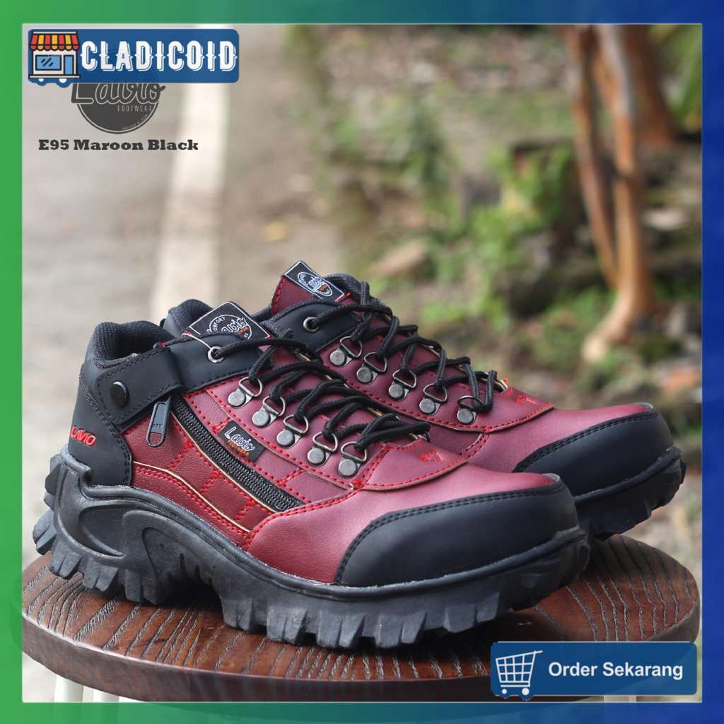 BIG SIZE 44-46 SEPATU SAFETY PRIA UJUNG BESI DENGAN RESLETING SEFTY KERJA LAPANGAN HIKING, BIKER E95