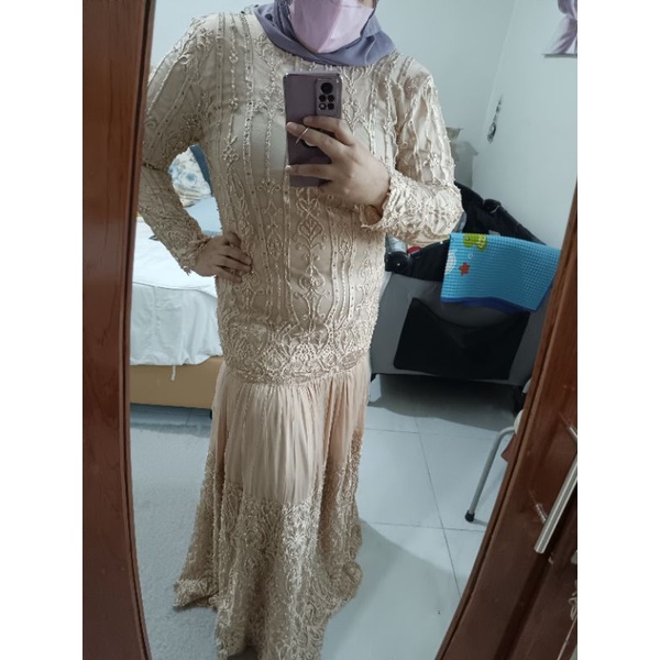 Gaun pesta muslimah big size wedding dress full payet