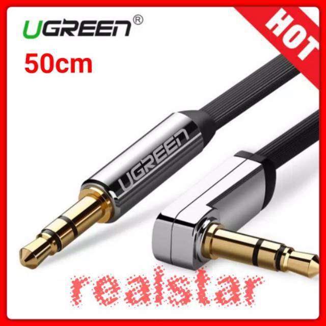 Ugreen Kabel Aux Siku 3.5mm Extention 50/100/150/200/300 cm Jack Sambungan Aux Pipih