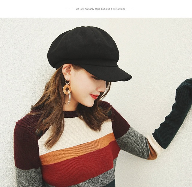 IMPORT MOLLAD Topi Baret Wool Winter Musim Dingin Korean Style