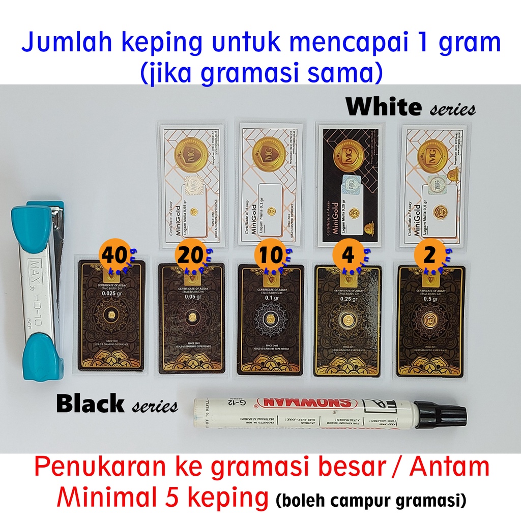 Minigold 0.025 gram BLACK Series Emas Murni Logam Mulia 24 Karat 0,025 gr