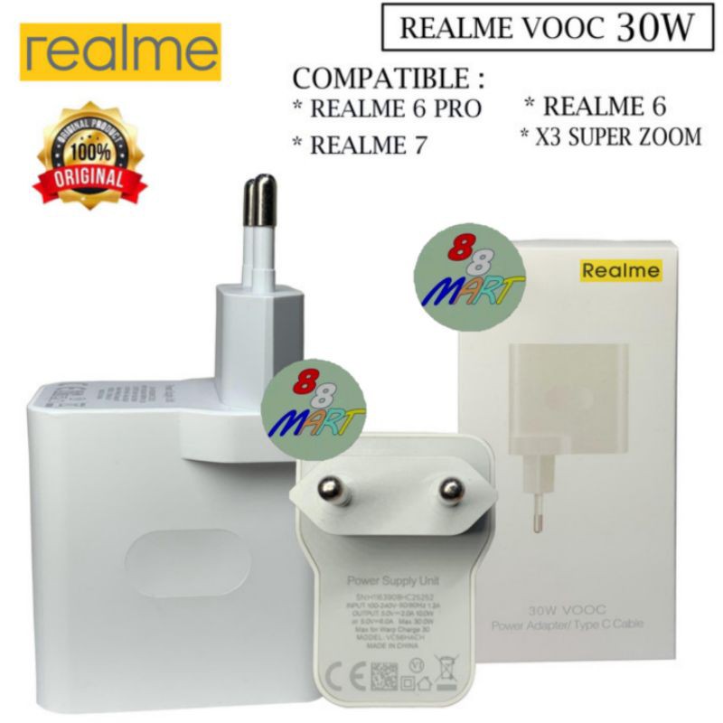 ADAPTOR KEPALA CHARGER REALME 6 REALME 7 VOOC CHARGING 30W ORIGINAL