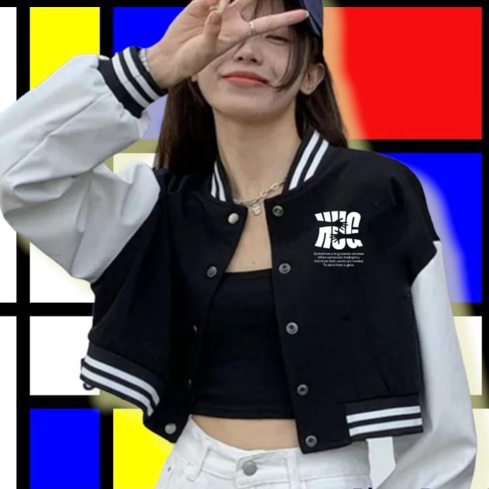 sweater oversize jaket wanita basbel crop crewneck pakaian korean style unisex sweatshirt outfit fas