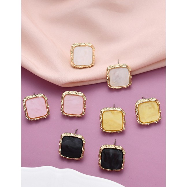 LRC Anting Tusuk Fashion Square Resin Alloy Earrings K49028