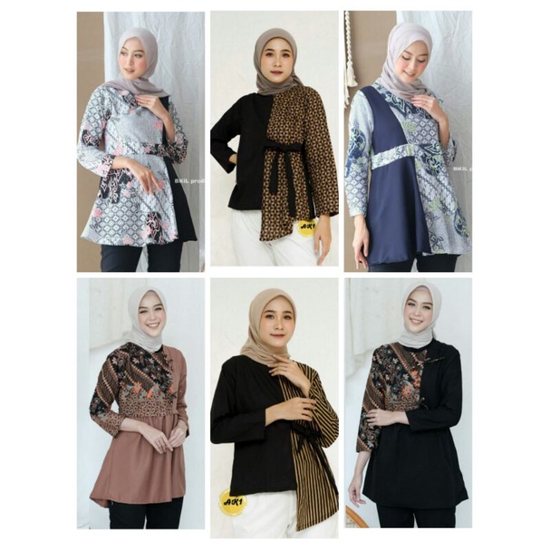 Baju Batik Wanita Modern Atasan Blouse Batik Kerja Kantor Wanita